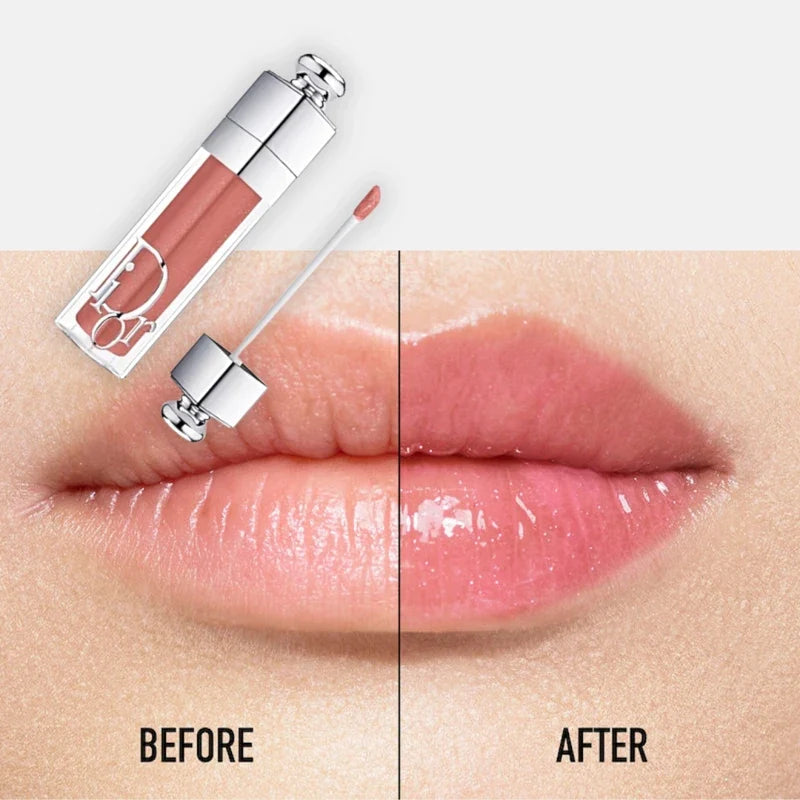 Dior Addict Lip Maximizer before and after on lips