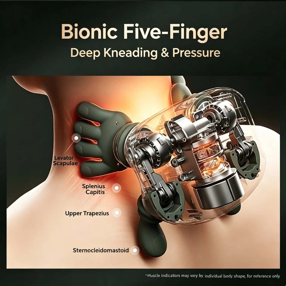 Heated deep tissue neck massager in use